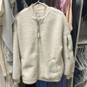 Abercrombie Cozy Cream Sherpa Bomber Jacket